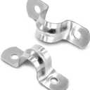 Piutouyar 50 Pack 12MM Two Hole Strap U Bracket 304 Stainless Steel Rigid Pipe Strap Clamp Heavy Duty Tube Strap Tension Clip (1/2 Inch)