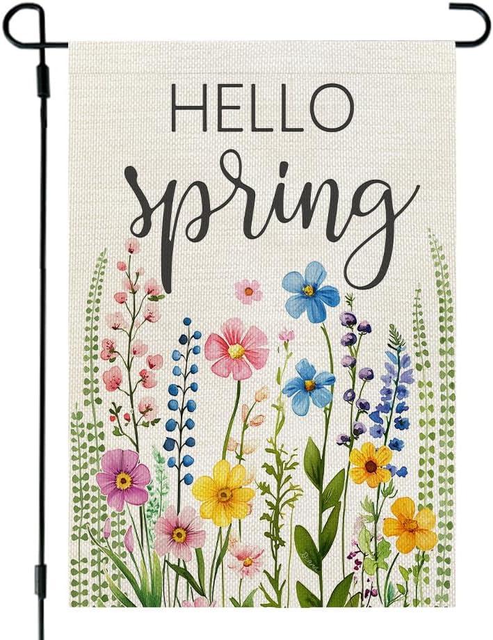 3 x CROWNED BEAUTY Spring Garden Flag Floral Wildflowers 1218 Inch Double Sided for Outside Small Seasonal Burlap Yard Flag CF1803-12 (Multi-New)