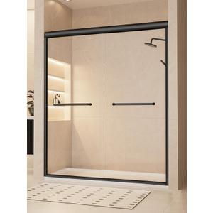 Semi-Frameless Sliding Shower Door 56-60" W x 72" H, Matte Black
1/4" Tempered Glass, Nano-Coated, Explosion-Proof Film, for Walk-in Shower Door, Modern Bathroom