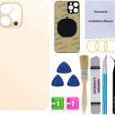 OEM Rear Back Glass Replacement (Gold) Compatible with iPhone 12 Pro Max 6.7 inches All Carriers with Pre-Installed Adhesive and Repairing Tool Kits