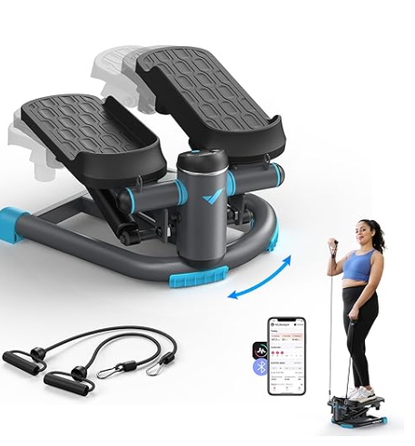 MERACH Mini Stepper for Exercise, Twist Stair Stepper 330LBS Capacity, Stepper Exercise Equipment with Resistance Bands for Full Body Workout at Home