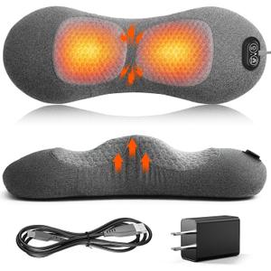3 in 1 Lower Back Massager, Triple Fusion Back Massager with Heat, Vibration and Stretch,Lumbar Support Pillow with Ergonomic Memory Foam for Bed and Chair
