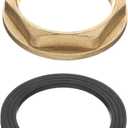 uxcell Brass Lock Nuts Pipe Fitting, G1-1/4"-11 Female Hex Locknut, Flange Single Hole Faucet Lock Nut with Silicone Washer for Kitchen Basin Sink Plumbing