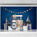 Kate Blue Nautical Theme Backdrop for Birthday Party Summer Sailing Photography Background Photoshoot Studio Props, 7x5ft