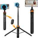 K&F CONCEPT 63'' Magnetic Selfie Stick Tripod, Lightweight Cellphone Stand with Wireless Remote, Compatible with iPhone 17 Pro Max/16/15/14/13/12 Series and All Phones
