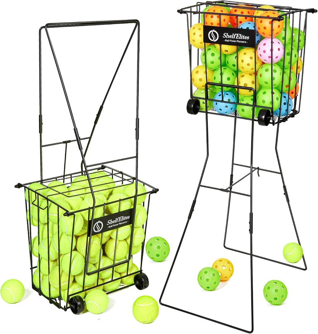 Tennis Ball Hopper, Portable Tennis Ball Holder with Handle for Court, Practice & Training, Large