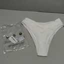 SherryDC Women's V Cut High Waisted Bikini Bottom High Leg Cut Swimsuit Bathing Suit Bottoms (824 White)