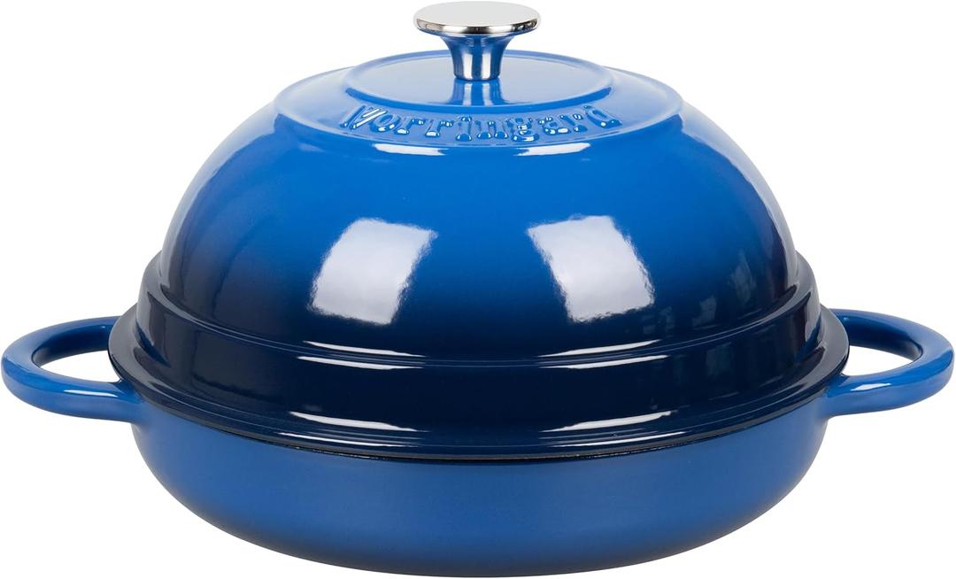 VORRINGARD Cast Iron Enameled Dutch Oven Pot with Lid for Bread Baking, Bread Oven, 6 Quart, Blue