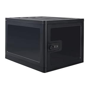 EIVENNKO Large Lockable Clear Storage Box for Food, Tech and Home Safety, Medicine Lock Box for Safe Medication, Lockable Storage Bin, Refrigerator Storage Bins, Tablet Phone Jail (Black)