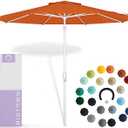 Midtown Umbrellas The Swilt 9 Feet Patio Umbrella in Sunbrella Red Acrylic Fabric - Fiberglass Ribs, Auto-Tilt Aluminum Frame For Backyard, Deck, Garden, Pool - White Pole