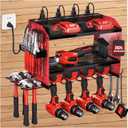 Power Tool Organizer with Charging Station, Heavy Duty Modular Wall Mount Rack for Garage & Shed Organization, 4 Drill Holders, Valentines Day Anniversary Birthday Gifts for Him Men Husband (Red) (3 Layer)