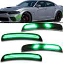 Dynamic LED Side Marker Lights Compatible with 2015-2024 Charger (SXT/Scat Pack/SRT Hellcat) - Sequential Turn Signals | Green Front & Rear | Plug & Play 4-Piece Direct Fit(Green)