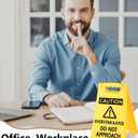 5 x Caution Overstimulated Do Not Approach Office Decor, Funny Desk Sign for Women Coworkers, Valentines Day Gag Gifts for Tax Season, Sarcastic Desk Accessories, Phone Holder with Mirror