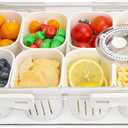 shopwithgreen Divided Serving Tray with Lid, Portable Snack Box Charcuterie Veggie Tray with Lid, Food Storage Organizer with 8 Colandersfor Fruit, Vegetable, Refrigerator, Kitchen, Party, Picnic