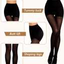 MANZI 2 Pairs Compression Pantyhose for Women Shaping Black Tights 10-15mmHg Support 50D Opaque Stockings (Black, XL)