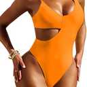 Pink Queen Women's Sexy One Piece Swimsuit Scoop Neck Cutout Waist Tummy Control Bathing Suit Swimwear XL