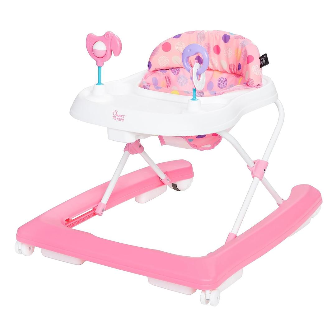 Smart Steps Trend Activity Walker and Entertainer with Removeable Toys, Large Tray, Cup Holder, Adjustable Height and Flat Fold Frame for Storage, Ages 6 Months +, Orbits Rose