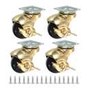 PATIKIL 2 Inch Ball Caster Wheels with Brake, 4 Pack 360 Rotating Swivel Top Plate Wheels 397 lbs Total Capacity Locking Caster with M4 Screws for Furniture Table Cabinet Gold