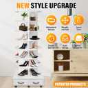 8 Tier Rotating Shoe Rack Tower contains 2 drawers, Spinning Shoe Rack Display Lazy Susan, Revolving 360 Shoe Racks Storage Round Carousel, Equipped with 5 Universal Wheels with Brake Function