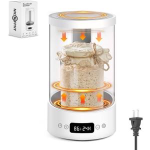 Sourdough Starter Warmer Home Incubator - Upgraded Sour Dough Warmer Box with Double Heating Plates and Warming Dome, 70-100F Precise 1F Thermostat, 24H Timer Fermentation Sourdough Heater Mat Tool