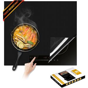 Extra Large Induction Cooktop Protector Cover Mat (Magnetic) | 300C (572F) Heat-Resistant | Power Boost Compatible |,Range Covers for Electric Stove (Pure Black, 21.2x35.4 In)