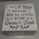 Pack of 10, Wedding Reception Sign Canvas Print Wall Art Decor Pick a Seat Not a Side You're Loved Sign Painting Plaque Rustic Wedding Ceremony Decoration (8 X 8 inch, Framed)