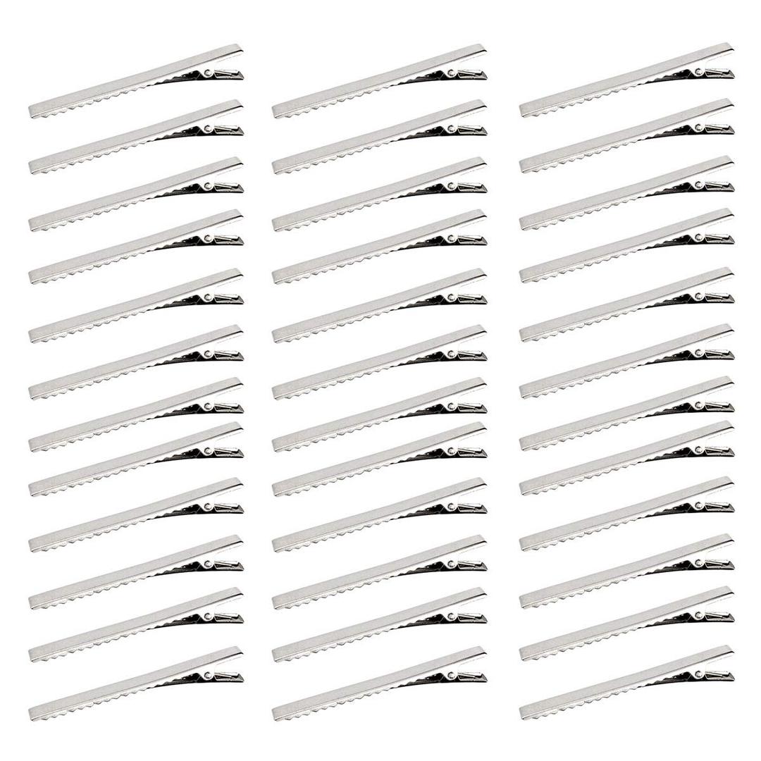 60 Pcs Alligator Curl Clips, Bantoye 3 Inch Flat Single Prong Clips Hair Accessories for Hair Styling, Coloring, Silver