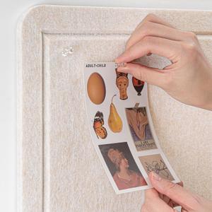 Bulletin Board, 12 X 17.5 inches Cork Board with 20 Pushpin, Felt Cork Board Notice Pin Board, Self-Adhesive Vision Board Mood Board Foldable Photo Board for Wall - Oatmeal