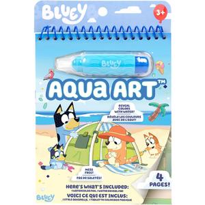 Horizon Group USA Bluey Aqua Art - Reusable Water Reveal Activity Pages With Water Pen for No-Mess Drawing and Coloring