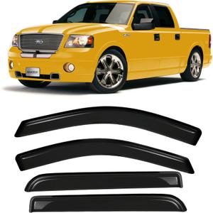 Side Window Visors rain Guards Vent Deflectors for 2004-2008 Ford F150 Crew Cab, 2006-2008 Lincoln Mark LT Rain Guard Sun Shade Visors Out Channel,4-Piece Set 94443