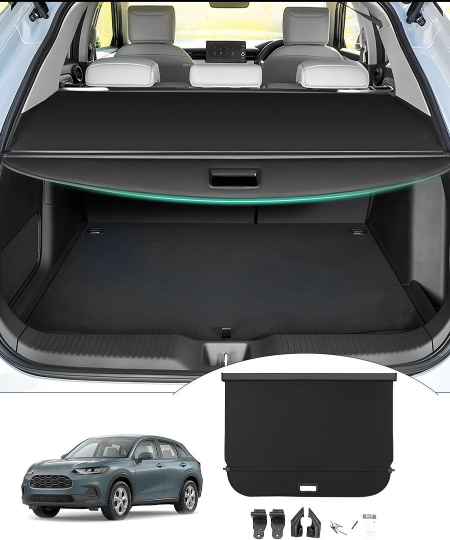 Powerty Cargo Cover for 2023-2026 Honda HRV HR-V Accessories Trunk Cover Retractable Trunk Shielding Shade Cargo Luggage Cover Black (Not for 2025 hrv Sport)