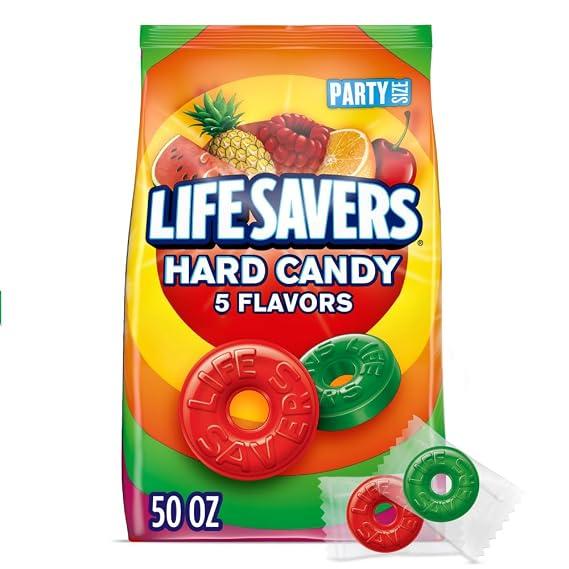 LIFE SAVERS 5 Flavors Hard Candy, Party Size, 50 oz Sharing Bag
Five fruity hard candy flavors, individually wrapped candies for road trips, candy bowls, candy dish, sharing, party favors