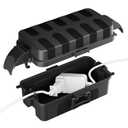 FLEMOON IP55 Outdoor Electrical Box Waterproof with Detachable Awning Covers, 8.3 x 4.1 x 3.7 inch Weatherproof Extension Cord Cover, Easy Installation for Outdoor Plug, Outlet, String Lights, Black