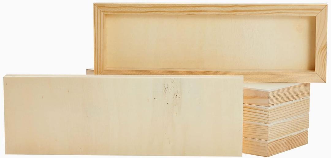 Bright Creations 6 Pack Unfinished Wood Canvas Boards (4x12 in) - Wooden Panels for Crafts, Painting, Decoupage, and Wall Decor - Wooden Canvas