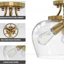 VONLUCE Semi Flush Mount Ceiling Light, 13.8" Ceiling Light Fixture with Clear Glass Shade, E26 Base, 3-Bulb Industrial Lighting Fixture for Hallway Entryway Bedroom, Brushed Gold, ETL Certificated