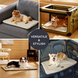 Bedsure Washable Dog Crate Bed for Large Dogs, Reversible Foam Floor Pet Mat, Versatile Lightweight Pet Crate Pad for Cages (35x23 in, Beige)