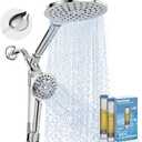 Dual Filtered Rain Shower Head Combo, Handheld Shower Head with Adjustable Bar - Rainfall Shower Head And Showerhead with Filter for Hard Water - Removes Chlorine (Premium Chrome)