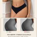 Fondtec Womens Seamless No Show Thong Underwear, High Waisted G-String, Cotton Gusset, Breathable Stretch, 6 Pack, Black/Nude, Large