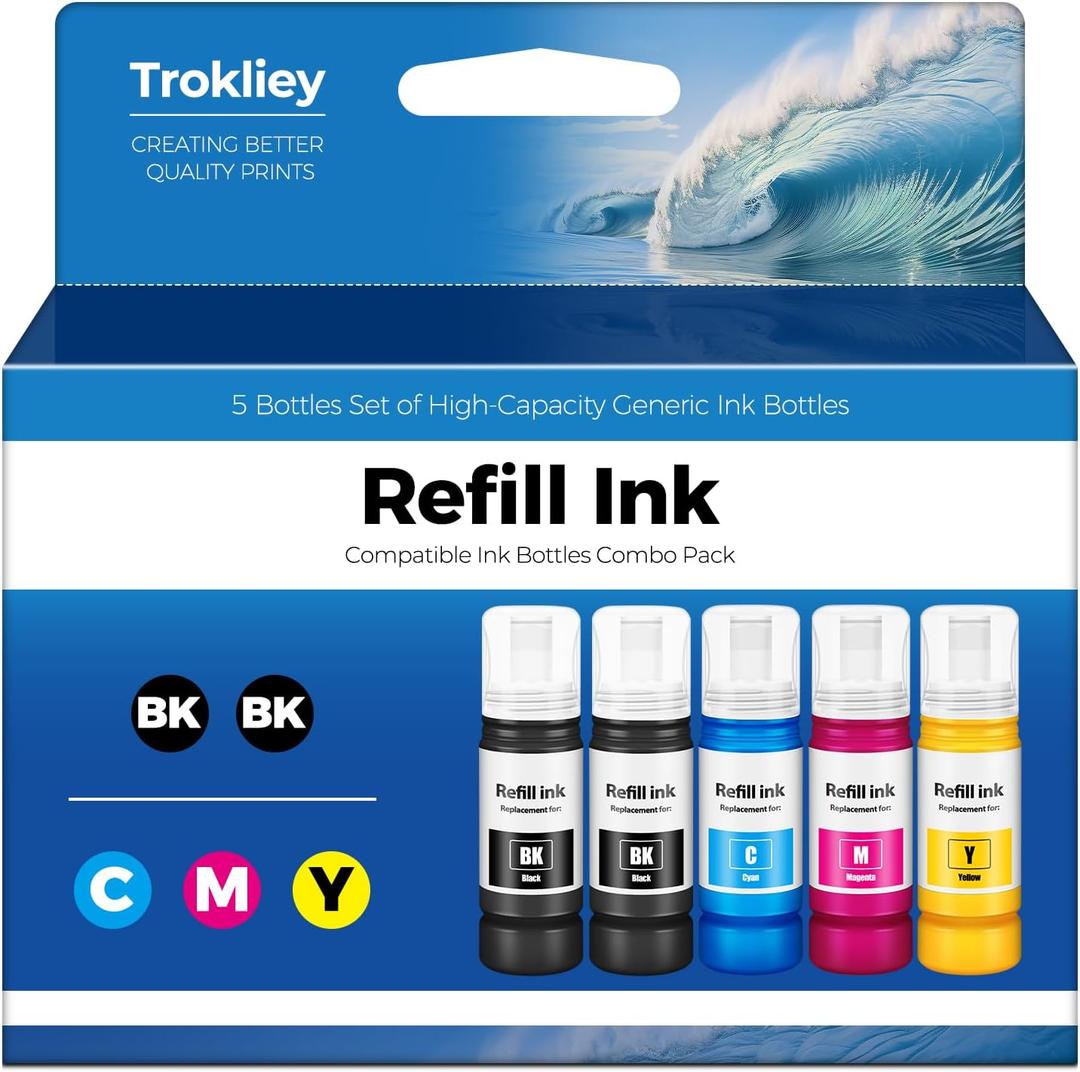 Compatible for EPT522 Ink Refill Bottles ET-2800 ET-4800 ET-2400 ET-2803 for EPT522 Ink Bottles for ET 2800 ET 4800 ET2800 ET 2400 ET4800 ET 2803 ET-2720 ET-4700 ET-4810 ET-2840 Printer (Not Subli)