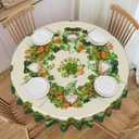 St. Patrick's Day Round Tablecloth 60 Inch Polyester Washable Table Cover Home Decor for Kitchen Dining Party Picnic