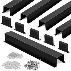 Moxweyeni 5 Pack 4×4 Inch x 3.3 Ft (16.5 Ft Total) Metal Line Set Cover Kit, Black Metal Decorative Ac Pipe Line Set Cover Kit for Ductless Mini Split Accessories, Central Air Conditioner, Heat Pump