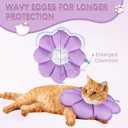 ANWA Cat Cone Collar Soft, Waterproof Cat Recovery Collar, Adjustable Soft Cone for Cats After Surgery (Purple, M)