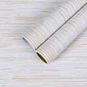 CHIHUT 12"x472" White and Gold Wallpaper Stick and Peel Simple Waterproof Self Adhesive Grasscloth Contact Paper Faux Linen Striped Wallpaper Roll Vinyl Wall Paper for Bedroom Bathroom Wall Covering