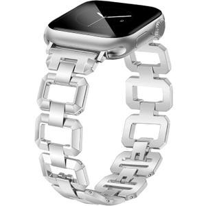 JR.DM Gold Watch Band for Women Compatible with Apple Watch 38mm 40mm 41mm 42mm Dainty Dressy Bracelet Designer Metal Chain Strap for iWatch Series 11/10 Ultra