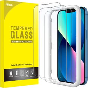 JETech Full Coverage Screen Protector for iPhone 16e 2025, iPhone 13/13 Pro 6.1-Inch, Tempered Glass Film with Easy Installation Tool, Case-Friendly, HD Clear, 3-Pack