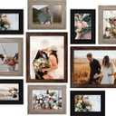 LUCKYLIFE Gallery Wall Frame Set, Picture Frames Collage 10-Pack for Wall or Tabletop with 8x10 5x7 4x6 Frames in 3 Different Finishes (Brown&Gray&Black)