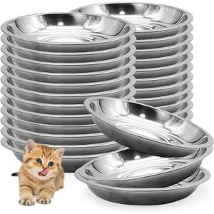 Hamiledyi 24 Pcs Stainless Steel Cat Bowls Shallow Metal Pet Dishes Cat Food Feeding Plates Replacement Whisker Fatigue Kitten Food Bowl for Dogs Cats and Other Small Animals (5.40 Inch Diameter) Hamiledyi 24 Pcs Stainless Steel Cat Bowls Shallow Metal Pet Dishes Cat Food Feeding Plates Replacement Whisker Fatigue Kitten Food Bowl for Dogs Cats and Other Small Animals (5.40 Inch Diameter)