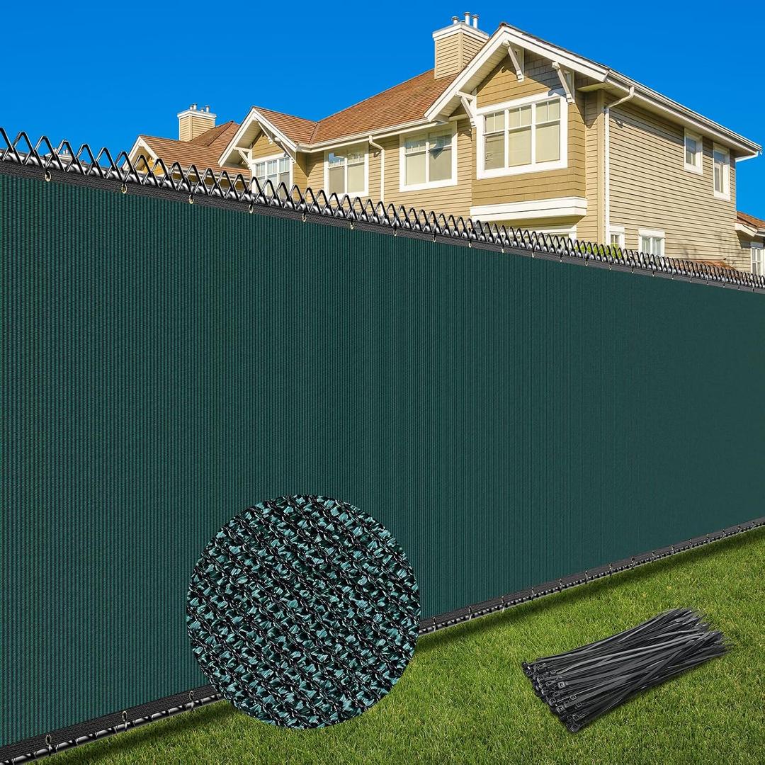 6X50FT Privacy Screen Fence, Heavy Duty Fencing Shade Cover, 170GSM 90% Blockage Mesh Shade Net for Wall Garden Yard Backyard (6 ft X 50 ft, Dark Green)