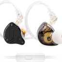 KZ ZS10 Pro X Gaming Earbuds, KZ in Ear Monitor,Upgraded 4BA 1DD in Ear Monitor Wired Headphone Multi Driver IEM Earphone with Silver-Plated Recessed 2Pin Cable for Audiophile (Dark, with Mic)