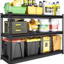 SDXYSTCE 48" W Garage Shelving Heavy Duty, 1500LBS Loads Adjustable Garage Storage Shelves, 3-Tier Metal Shelving Units and Storage Racks, Industrial Utility Shelf,48" Wx18 Dx39 H, Black